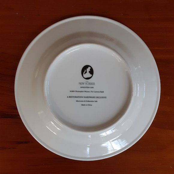 RESTORATION HARDWARE/New Yorker wine cartoon plate - Picture 3 of 4
